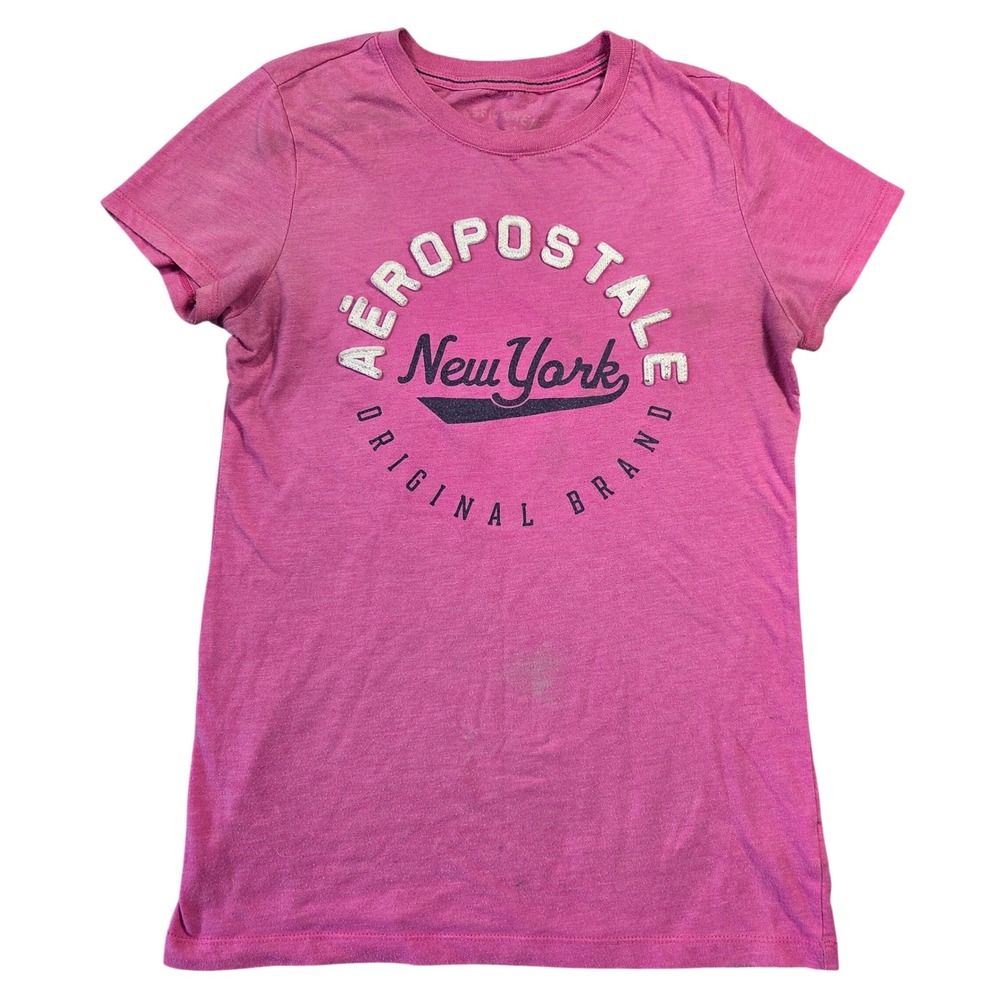 Aeropostale Womens Pink New York Graphic Classic Crew T-Shirt Size M Y2k 2000s